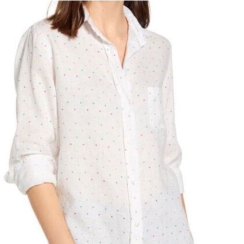 Anthropologie Grayson linen heart button up shirt size 2, like new